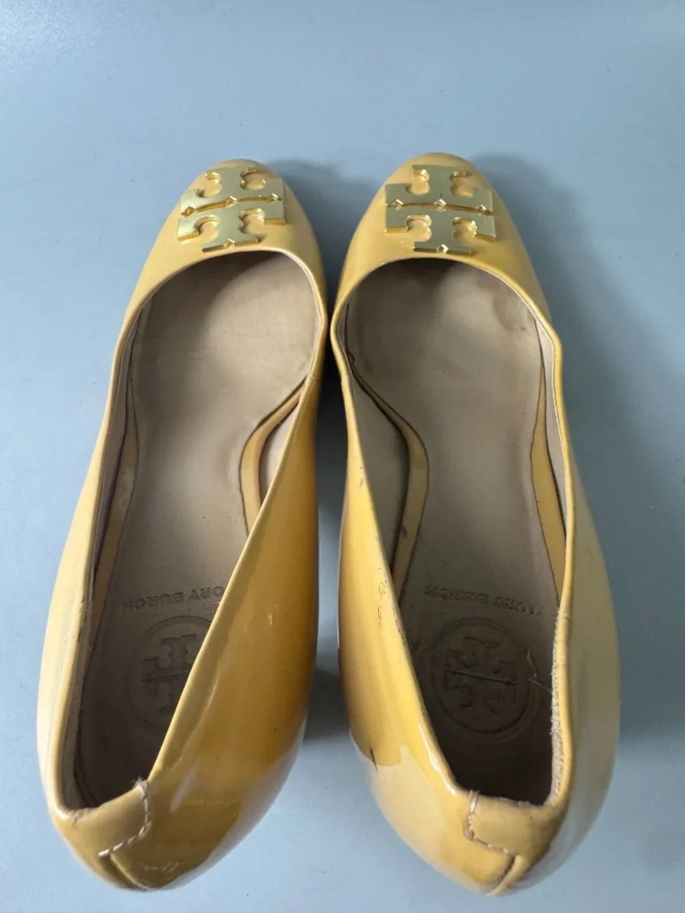 Tory Burch Designer Tan Patent Leather Heel Pumps Size 5 M